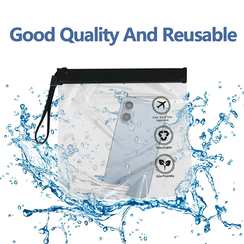 حقيبة شفافة للاستخدام أثناء السفر ومضادة للتسرب ومضادة للماء للنساء، حقيبة أدوات الزينة الآمنة في المطار قابلة لإعادة الاستخدام