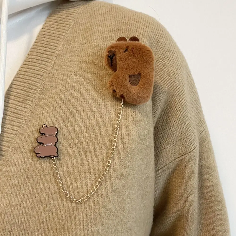 Capybara Brooch Kapibara Pin Capibara Badge Chain Kapibara Lapel Creative Funny Fashion Kawaii Lovely Brooch