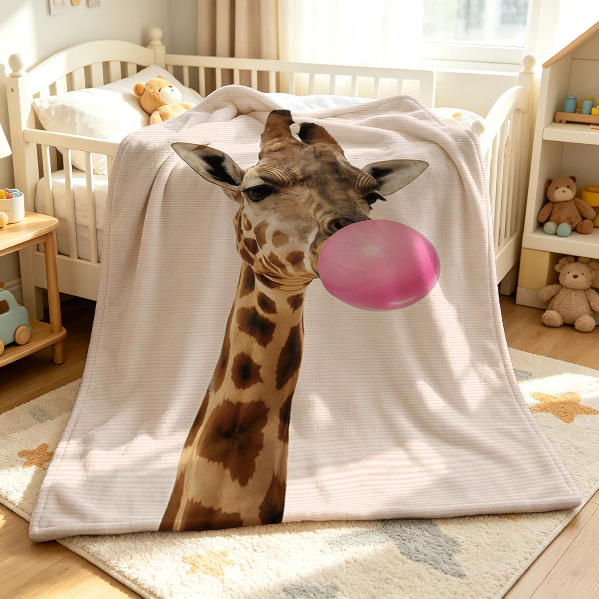 Bubble Giraffe Flannel Blanket Warm Soft Halloween Christmas Couch Warm Cozy Decorative Decor Gift for All Season