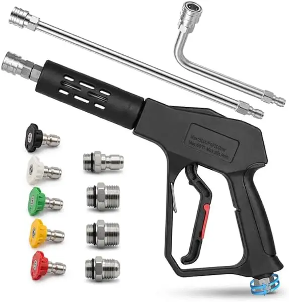 

Поворотный пистолет для мойки высокого давления 5000PSI с удлинительной насадкой, 5 насадками и адаптерами для мойки автомобилей