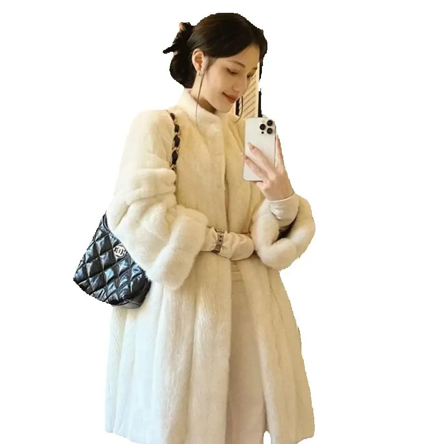 

Женская шуба из искусственного норкового меха rich girl, универсальная шуба средней длины с высококачественным ощущением на осень и зиму.