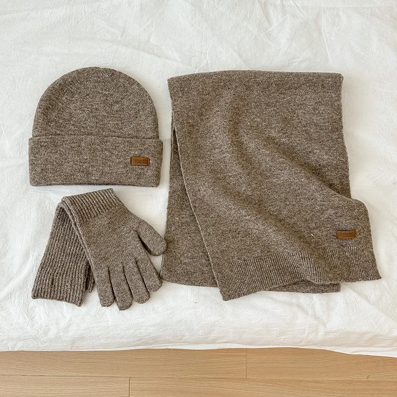 3pcs-set-winter-beanies-scarf-gloves-for-women-solid-color-simple-design-knitted-winter-hats-long-scarf-gloves
