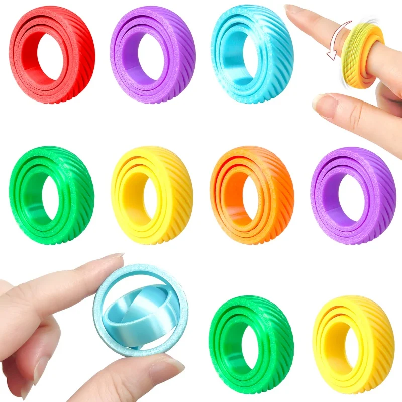 1-5Pcs Rotating Fidget Ring Sensory Finger Spinner Anti-Anxiety Stress Relief Toy for Adults ADHD Autism Quiet Classroom Prizes