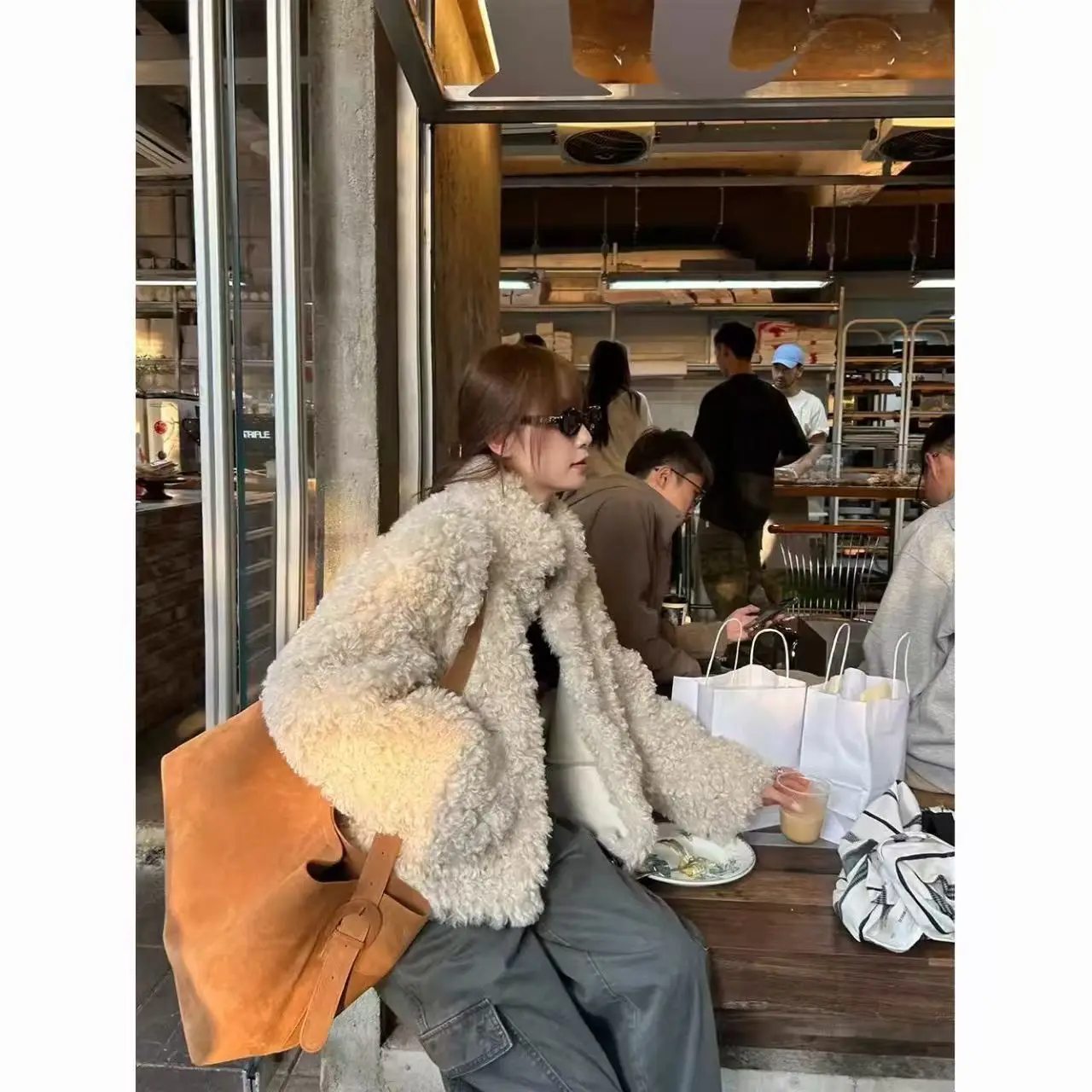 Chaqueta de lana de cordero para mujer, verde, azul, celeste, cobalto, índigo, zafiro, turquesa, ultratamarino, berilo cian, estilo verde azulado