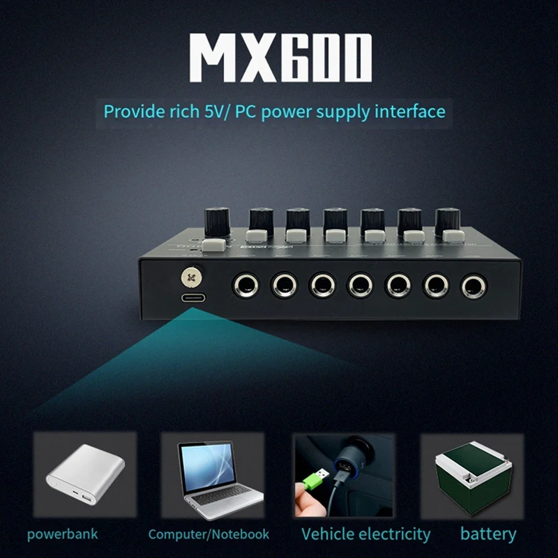 MX600 Ultra Low-Noise 6-Channel Line Mixer Stereo/Single Track Switch Sound Mixer