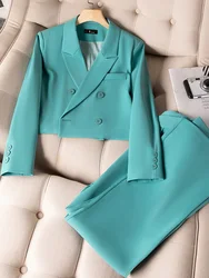 Tuta corta da donna da ufficio da donna Casual Business Classic bottoni doppiopetto pantaloni Blazer Set abiti formali due pezzi