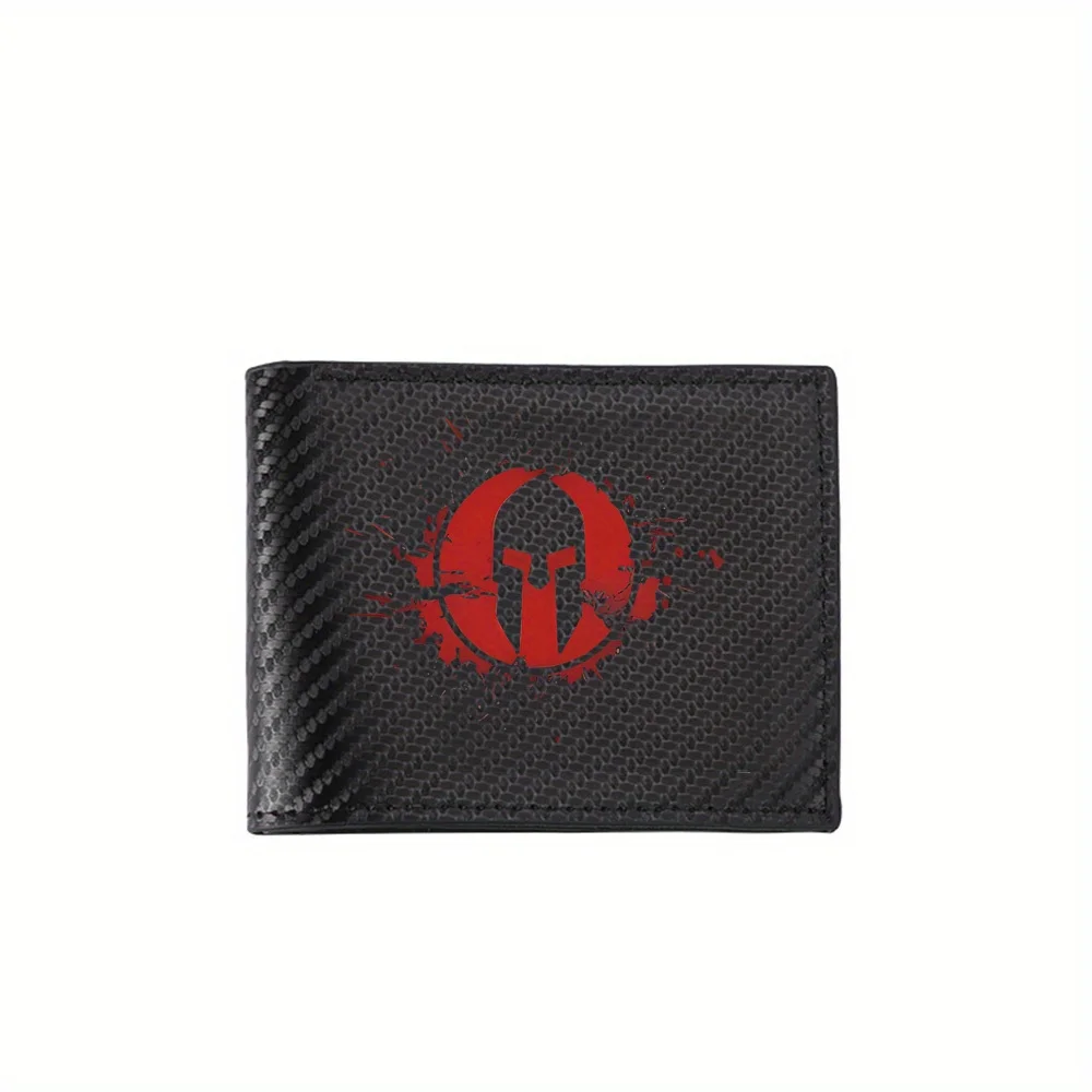 Spartan helmet inside circle red Men's Wallets Simple Business Modern Stylish Printing Design Gifts For Father Boyfriend Christm