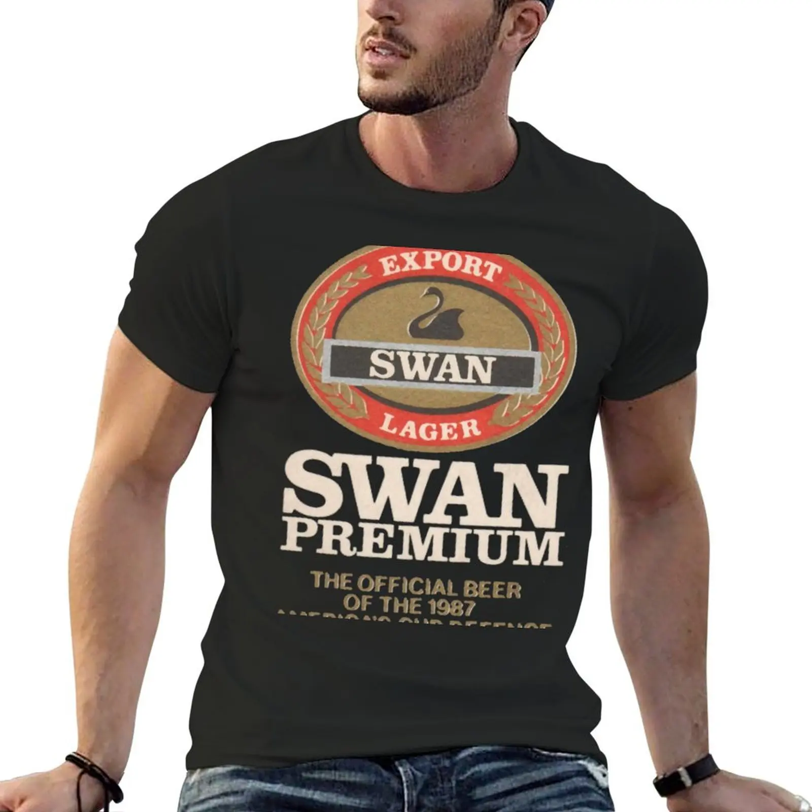 

Swan Lager 1987 Americas Cup Classic Logo T-Shirt aesthetic clothes graphics summer top mens graphic t-shirts hip hop