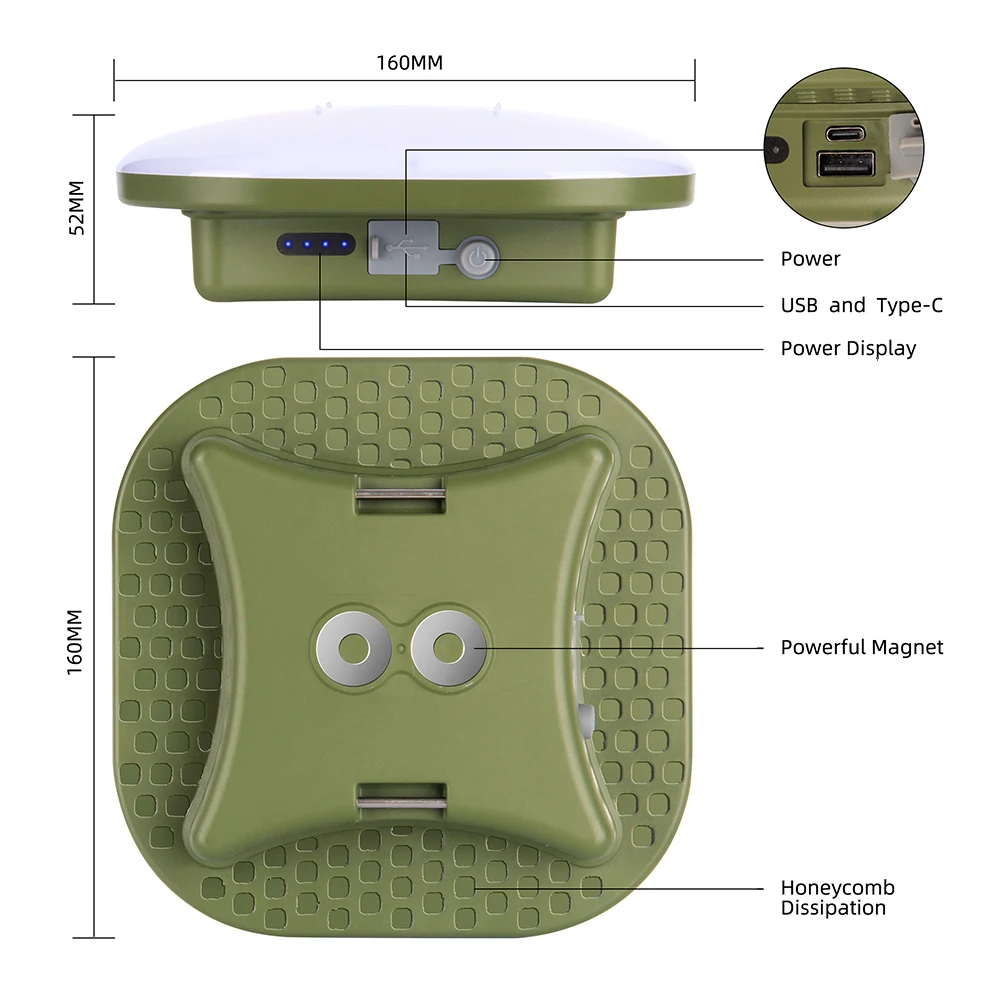 MOSLIGHTING Nueva actualización 13500maH 80W USB Recargable LED Camping Super Light con imán Ajuste el brillo de la luz a voluntad Antorcha portátil de emergencia Luz de tienda Mantenimiento de trabajo Iluminación de