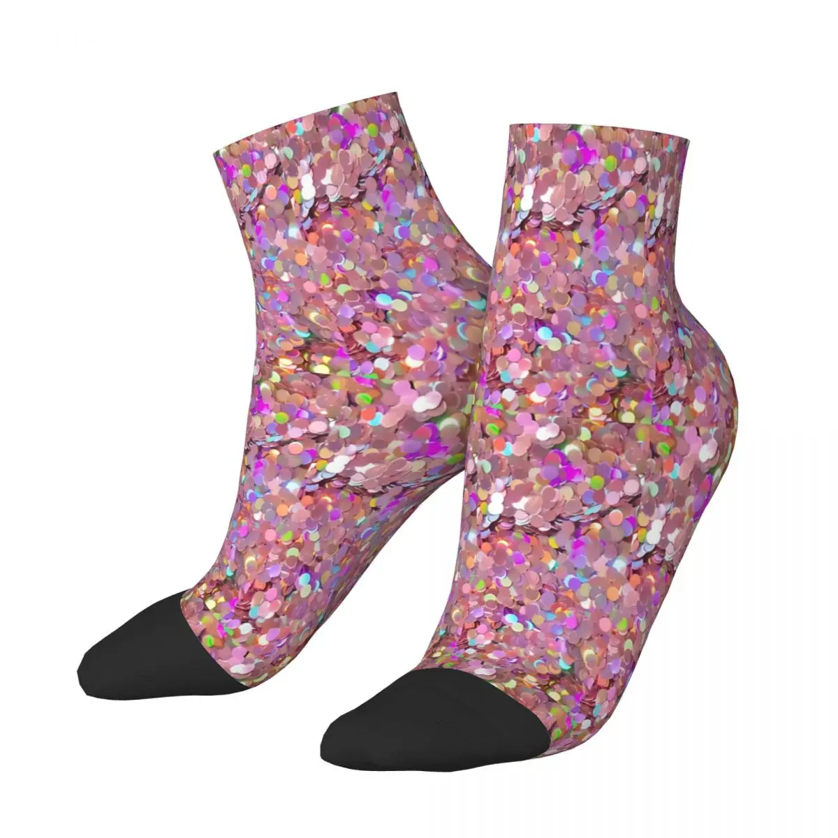 

Pink Glitter Sequins Ankle Socks Male Mens Women Autumn Stockings Harajuku