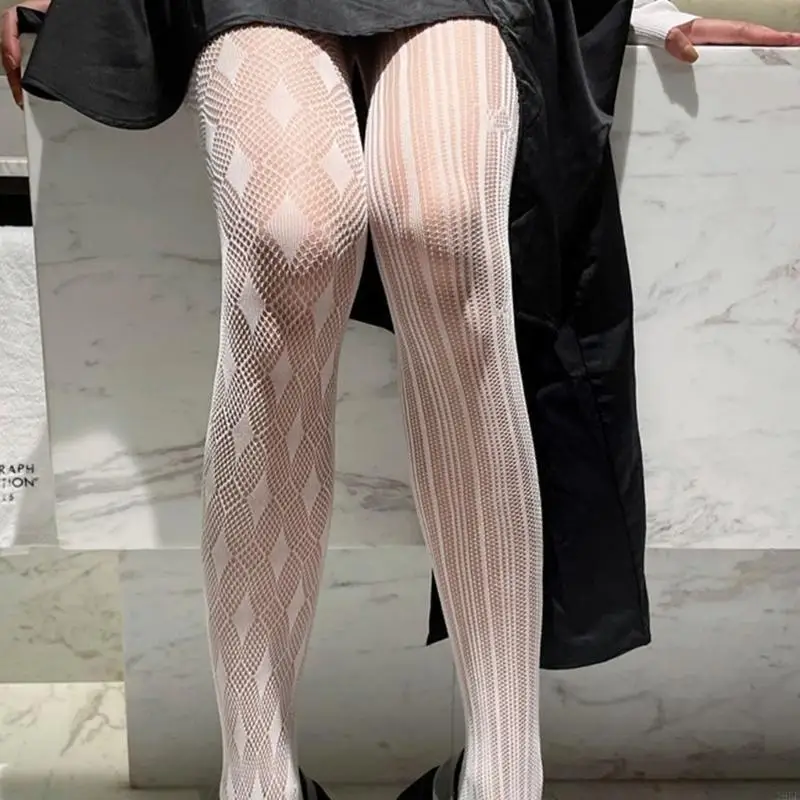 

195E женские готические ажурные колготки с асимметричной звездой и ромбовидной сеткой, колготки, чулки