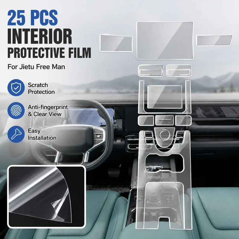 25 Pcs For Jietu Free Man Center Control Film Gear Shift Interior Screen Dashboard Car Sticker Transparent Protective Film