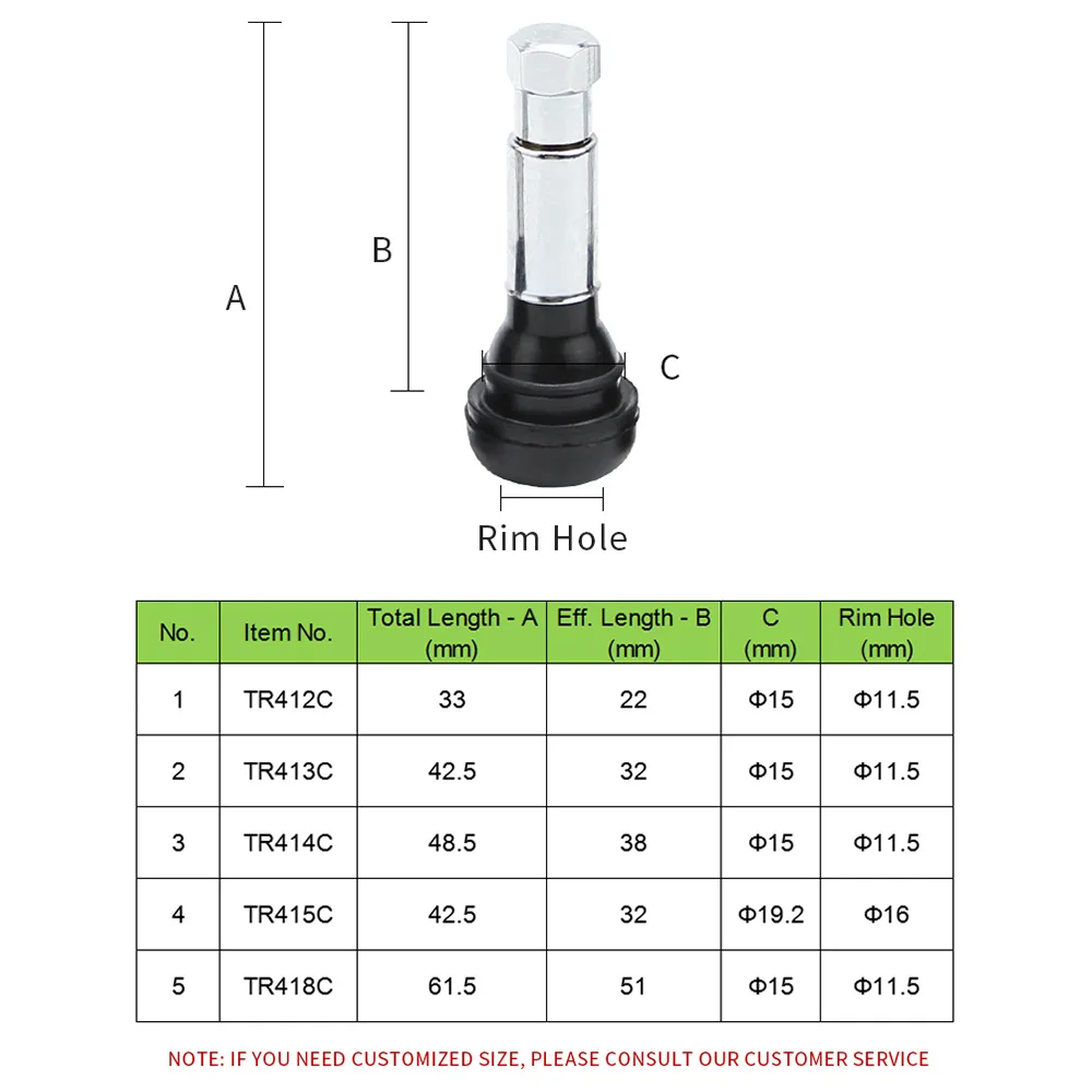 Valve de pneu sans chambre à air chromée, disque, mamelon droit, mamelon de roue, tr412c, tr413c, tr414c, tr415c, tr418c, 4 pièces