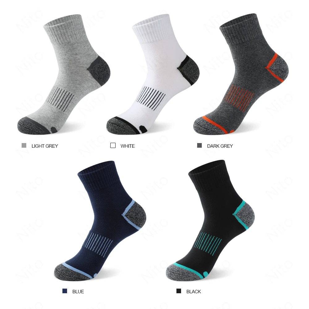 Chaussettes de sport respirantes décontractées pour hommes, chaussettes en coton pour hommes, haute qualité, noir, course à pied, mode, hiver, nouveau, 2024, 5 paires