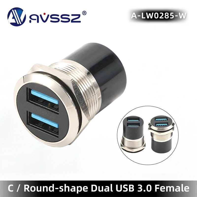 AVSSZ USB 3.0/2.0 C타입 금속 데이터 어댑터, C형 원형 컴퓨터 데이터 모듈, 단일 및 이중 인터페이스 장착 크기 22mm