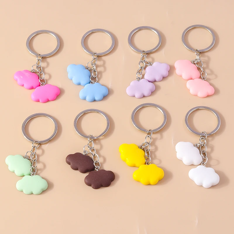Aihua Bunte süße Harz weiße Wolke Schlüsselanhänger für Frauen Souvenir Geschenke Handtasche Anhänger Sommer Urlaub Schlüsselanhänger DIY Schmuck – Detail 1