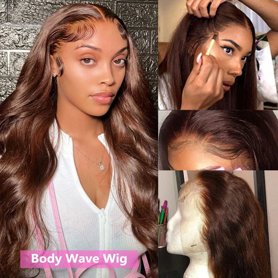 Czekoladowy brąz 13x4 HD Lace Front Human Hair Wigs Loose Body Wave Brown 13x6 HD Lace Frontal Wigs 100% Human Hair For Women