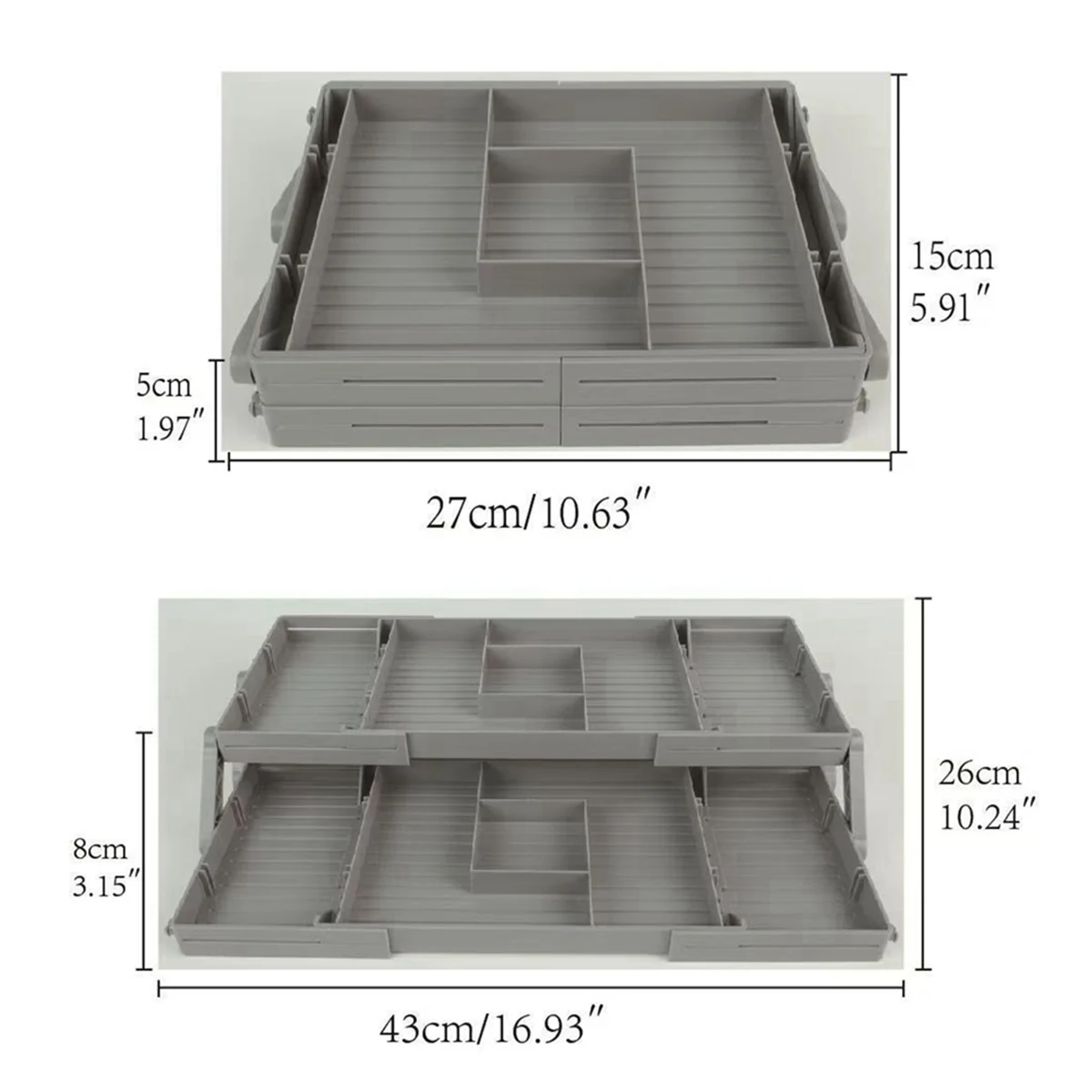A62K 3-Layer Foldable Desktop Storage Box Dresser Organizer Cosmetics Drawer Organizer