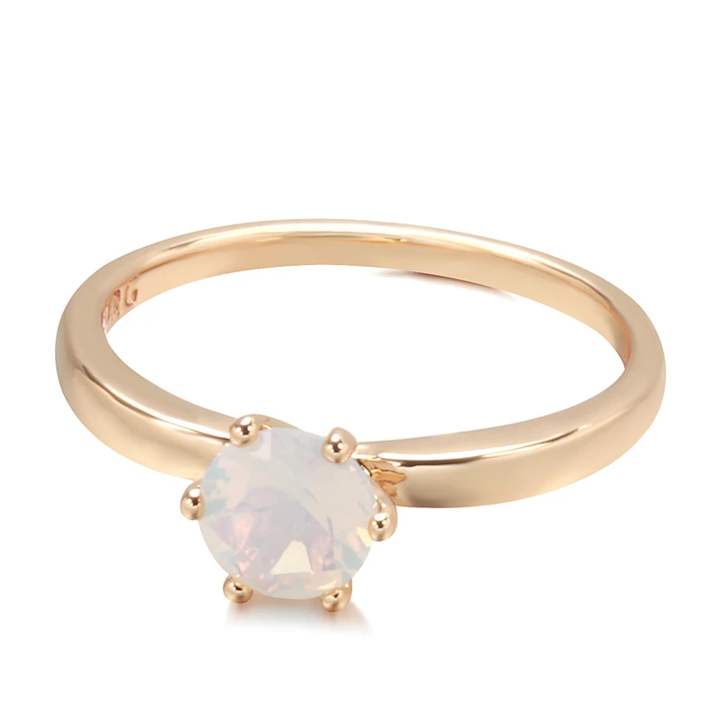 

New Minimalist Matte White Zircon Rings for Women Glossy 585 Rose Gold 6 Prongs Zircon Slim Rings Party Simple Fashion Jewelry
