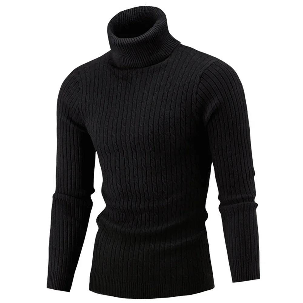 Men\'s High Collar Sweater Autumn and Winter Fashion Men\'s Long Sleeve Warm Knitted Turtleneck Sweater Couple Sweater