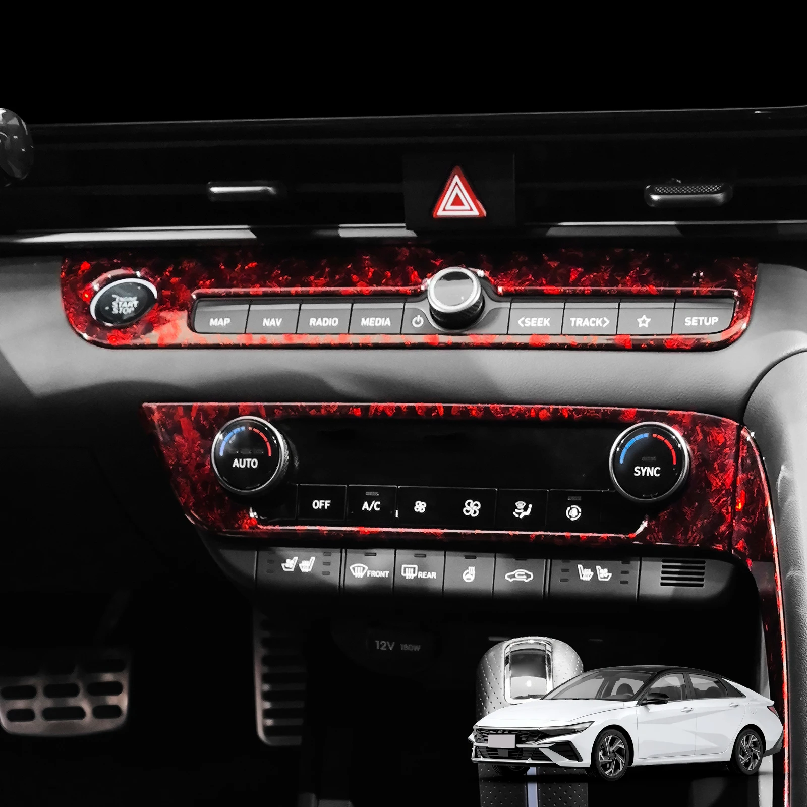 2PCS For Hyundai Elantra CN7 2020-2025 Start-Stop Button Air Vent AC Control Button Panel Trim Interior Decoration Accessories
