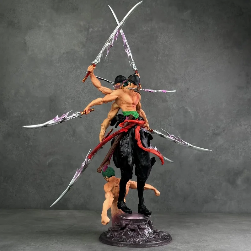 Anime One Piece Roronoa Zoro Anime Action Figures Three-Knives Flow Three Heads And Six Arms Model Decoration Toy Christmas Gift