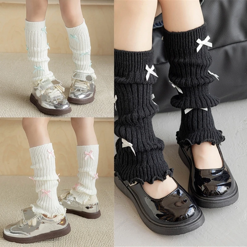 Children Fashionable Long Leg Socks with Bows Deisgns Girls Stylish Long Socks Comfortable & Breathable Leg Warmers Pair A2UB