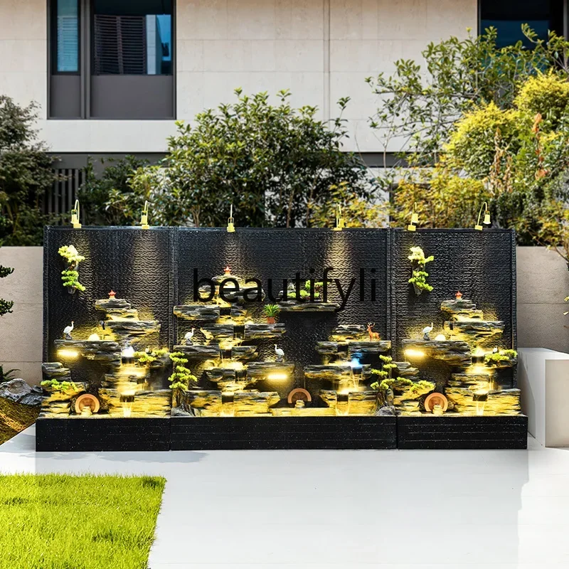 

Cy56 Large water curtain wall, running water screen partition landscape outdoor courtyard, water feature rockery fountain ornam