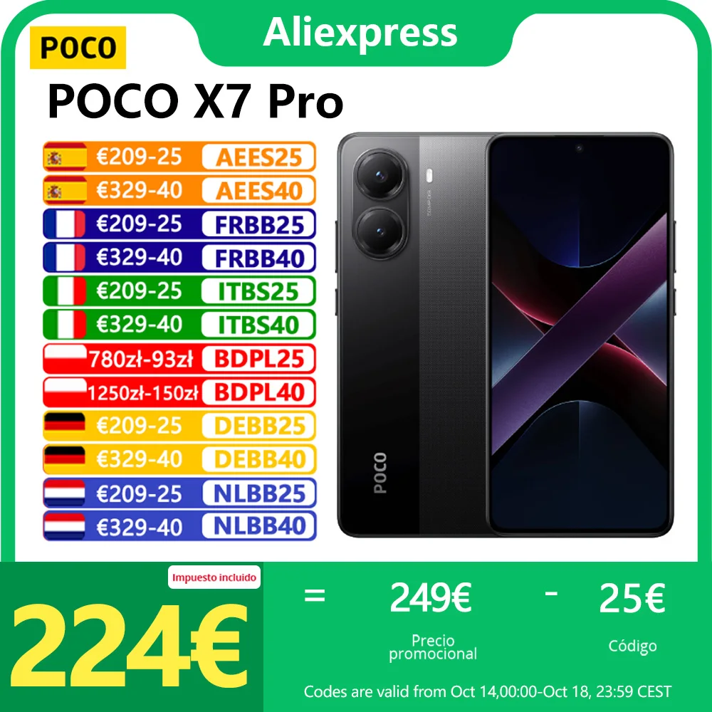 POCO X7 Pro 5G, NFC, Dimensity 8400-Ultra, Dimensity 8400-Ultra, appareil photo 50 MP, écran CrystalRes AMOLED 1,5K 120 Hz, batterie 6000 mAh,L’adaptateur n’est pas inclus