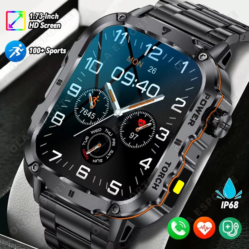 2026 New Rugged Military Smart Watch Men Outdoor Watches Wat