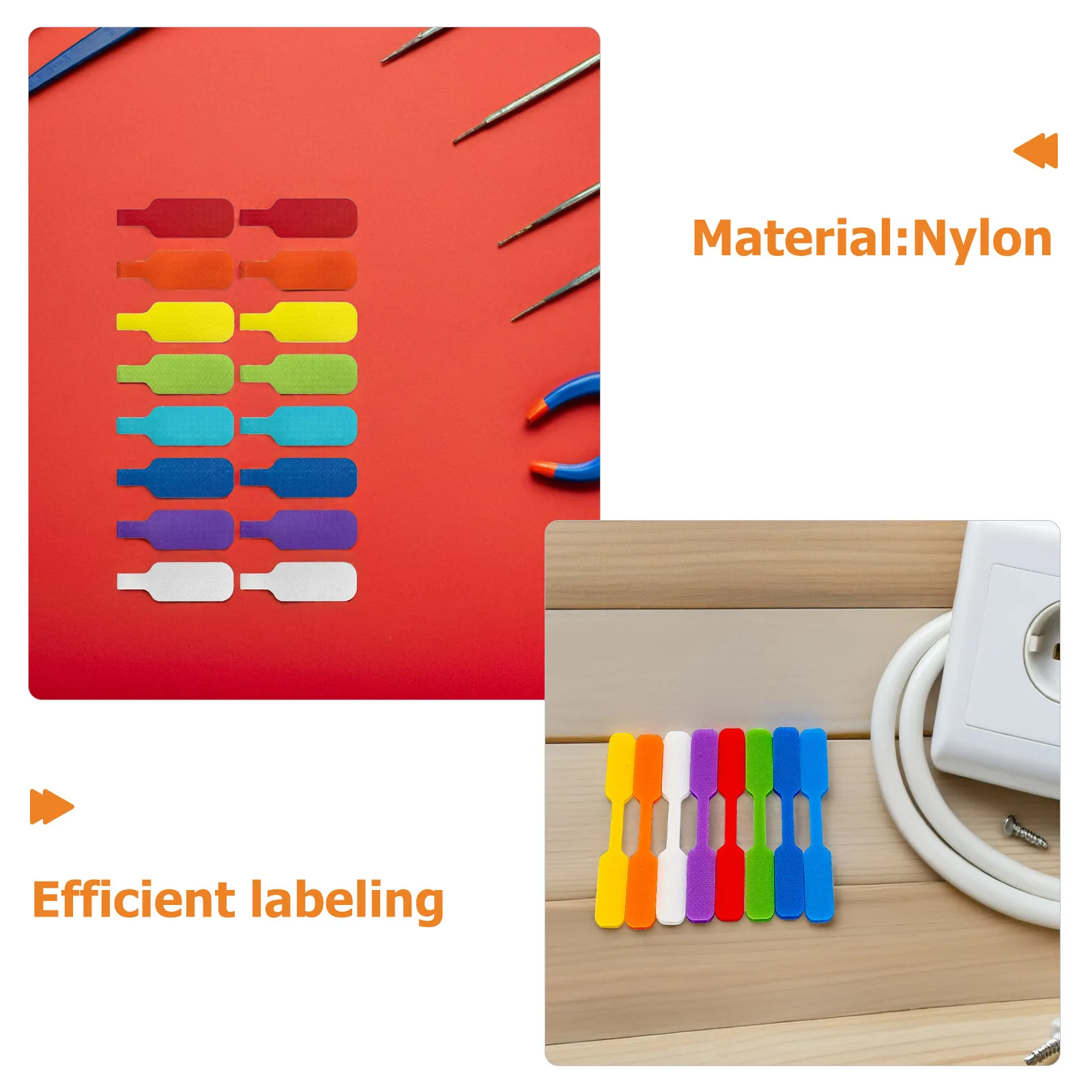 56Pcs Writable Cable Labels Hook and Loop Reusable Cable Identification Tags for Home Office Wire Management Cord