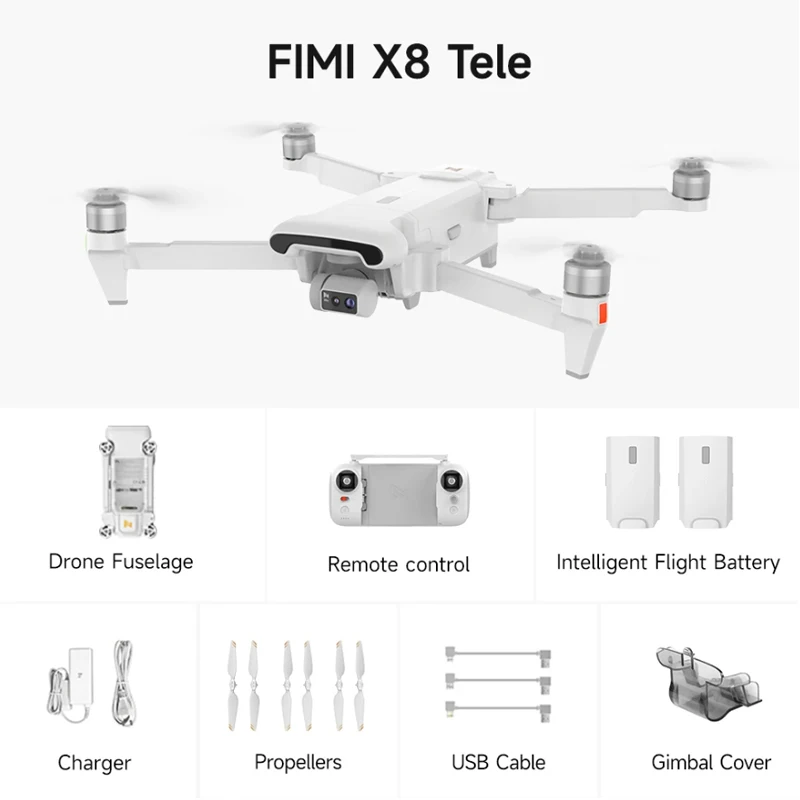 

FIMI X8 Tele drone with Wide-Angle tele Camera 30x Hybrid Zoom 4K 60fps 10KM range 3-axis Gimbal GPS AI Super Night Video