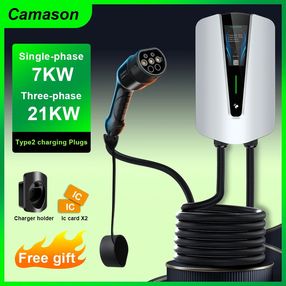 Camason EV car charger type 2 Electric Vehicle charging station wallbox 220V/7kw 3 phase 21kw pole terminal WIFI Smart version