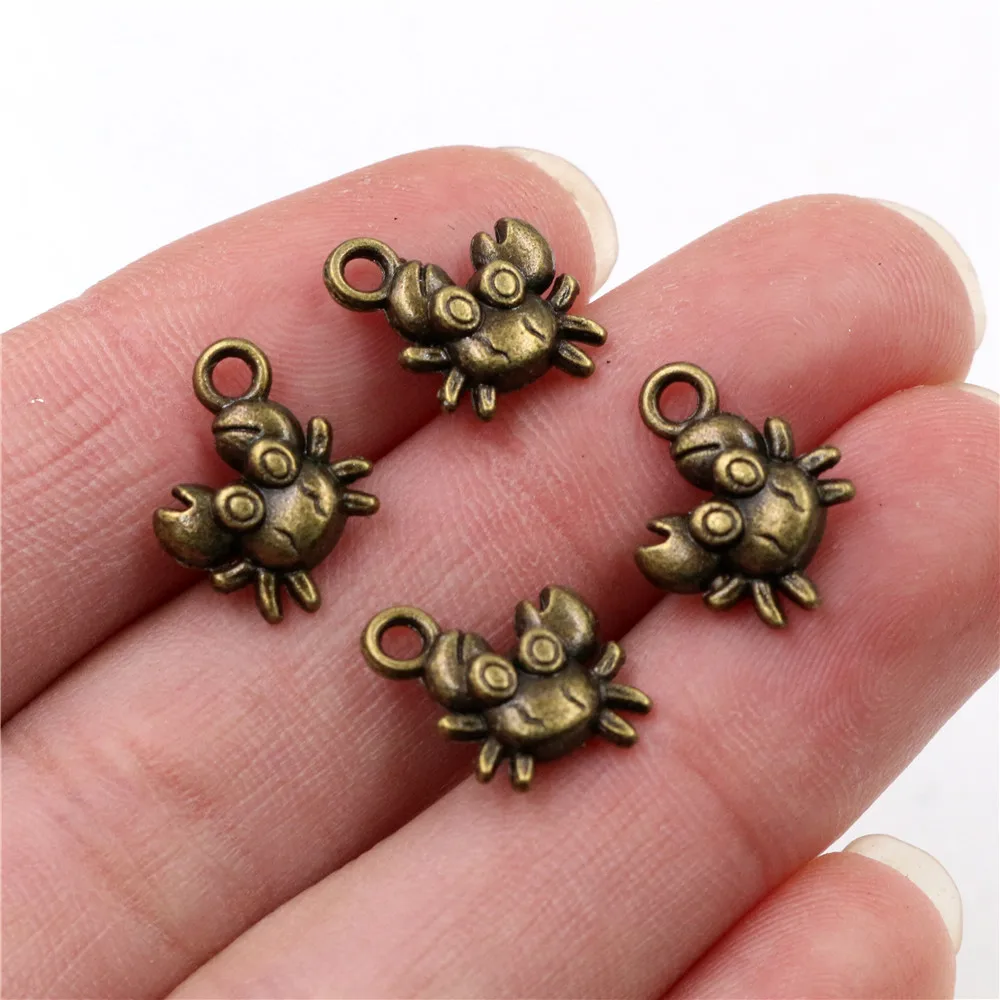 12x11mm 20pcs Antique Silver Plated Bronze Crab Handmade Charms Pendant DIY Jewelry Making Findings for Bracelet Necklace