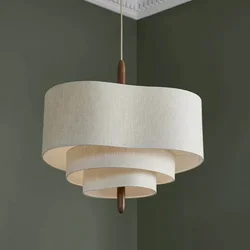 Japan Retro Fabric Chandelier Wabi Sabi E27 Pendant Light Medieval Suspended Lighting Living Room Bedroom Restaurant Home Decor