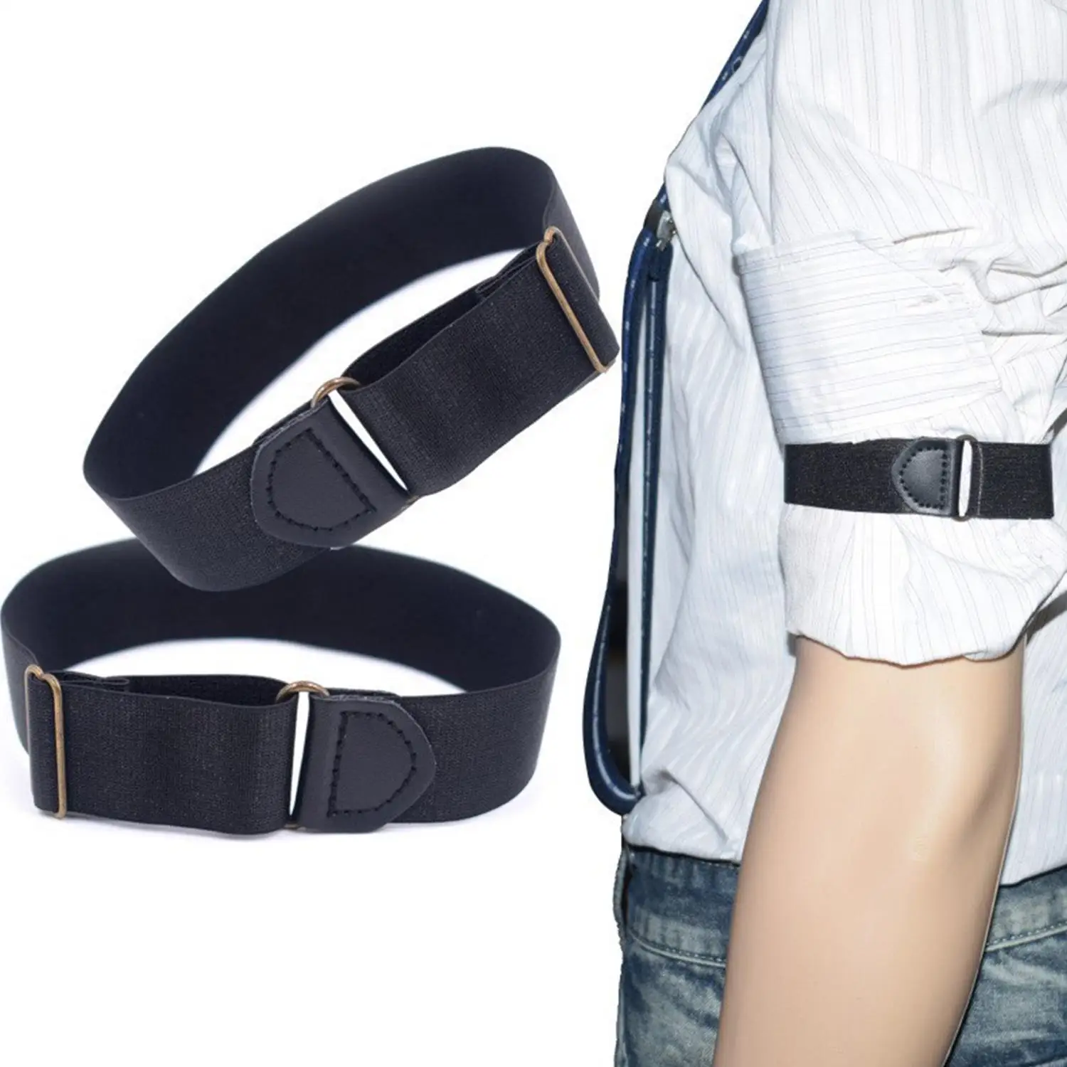 1Pair Elasticated Unisex Armbands Sleeve Garter Adjustable Gift Shirt Sleeve Holder Cufflinks Business Wedding Groom Accessories