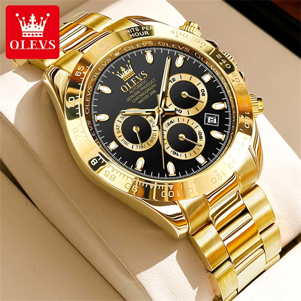 

OLEVS 6638 Automatic Mechanical Watch For Men Week Calendar Original Mens Watches Luxury Luminous Waterproof Man Hand Clock