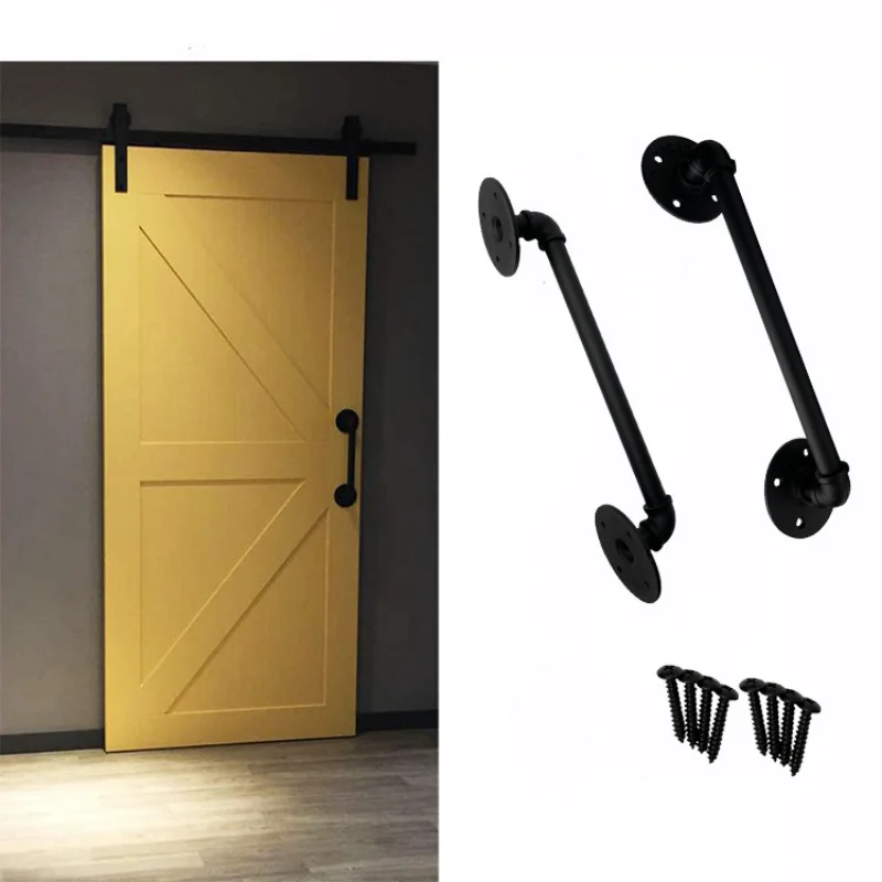 Simple wooden door handle bar KTV villa homestay outdoor door sliding door water pipe hemp rope handle retro industrial style