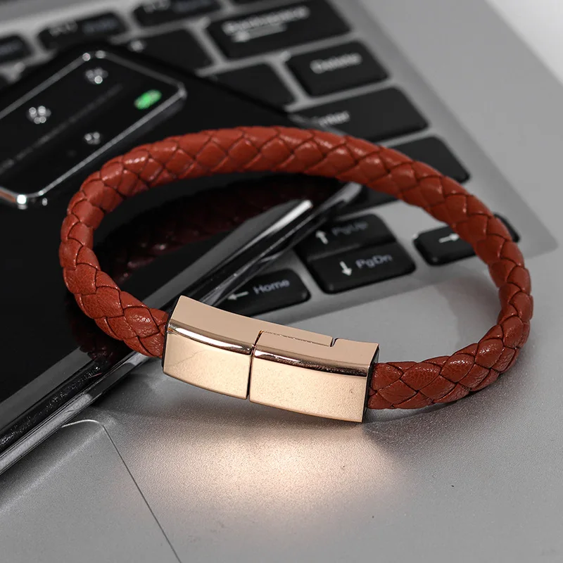 Xiaomi bracciale USB cavo dati di ricarica rapida braccialetto di tipo C cinturino da polso in pelle in lega iPhone Samsung Huawei cavo di ricarica