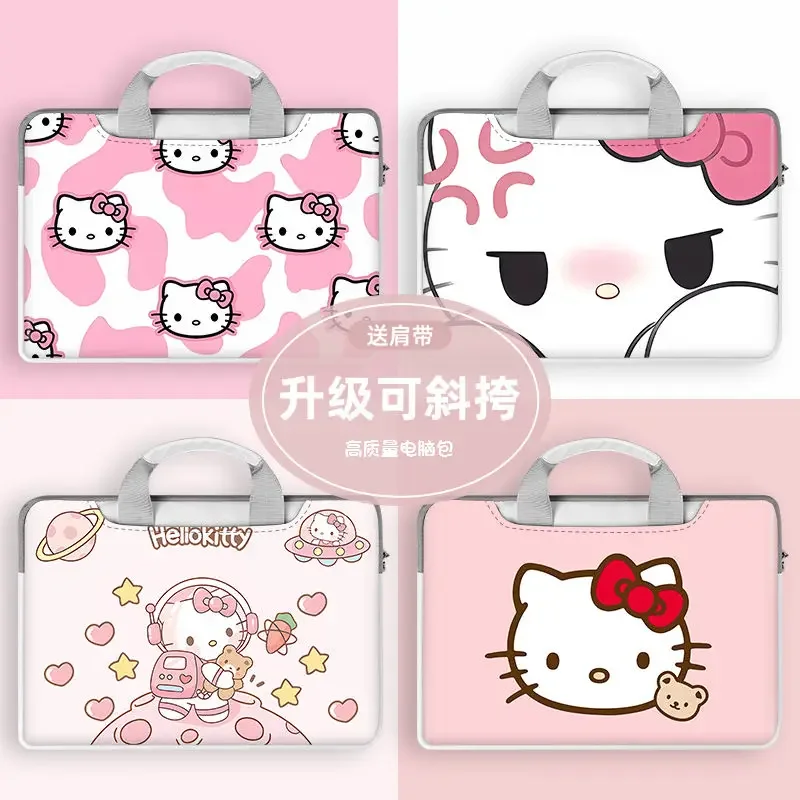 Hello Kitty cute kawaii laptop bag cute handbag universal PU waterproof and anti-fouling computer cross-body portable bag