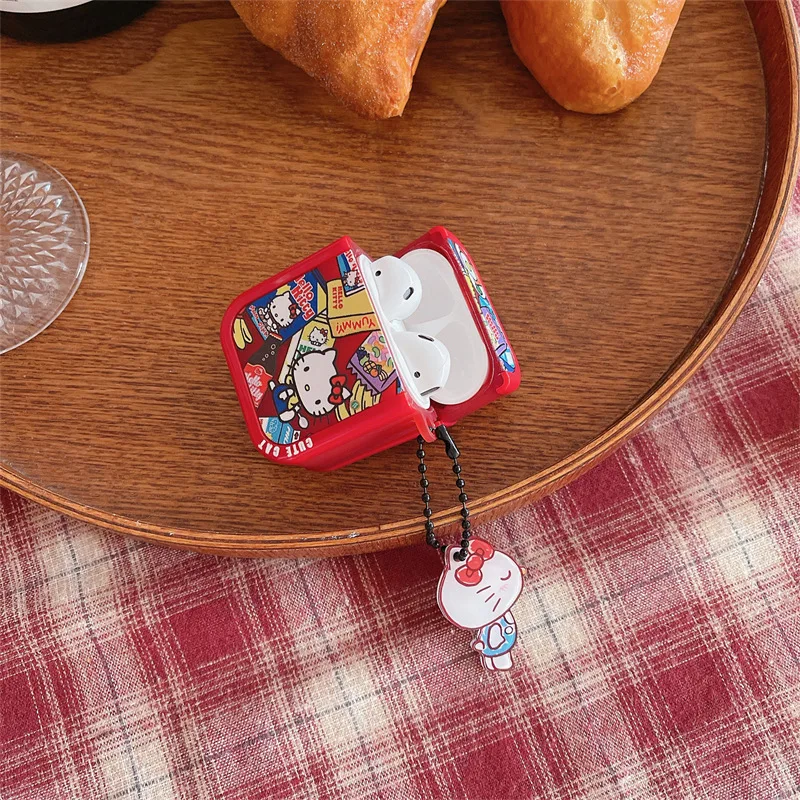 MINISO Sanrio Hello Kitty For Airpods Pro Wireless Bluetooth Headset Cover for Airpods 1 2 3 Silicone Earphone Case With Pendant