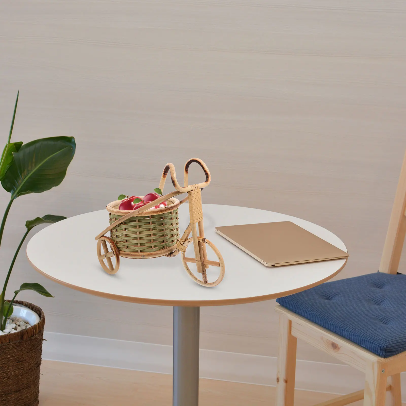 

1Pcs Eco Friendly Bamboo Woven Fruit Basket Handcrafted Tricycle Design for Home Kitchen Party Serving Decoration
