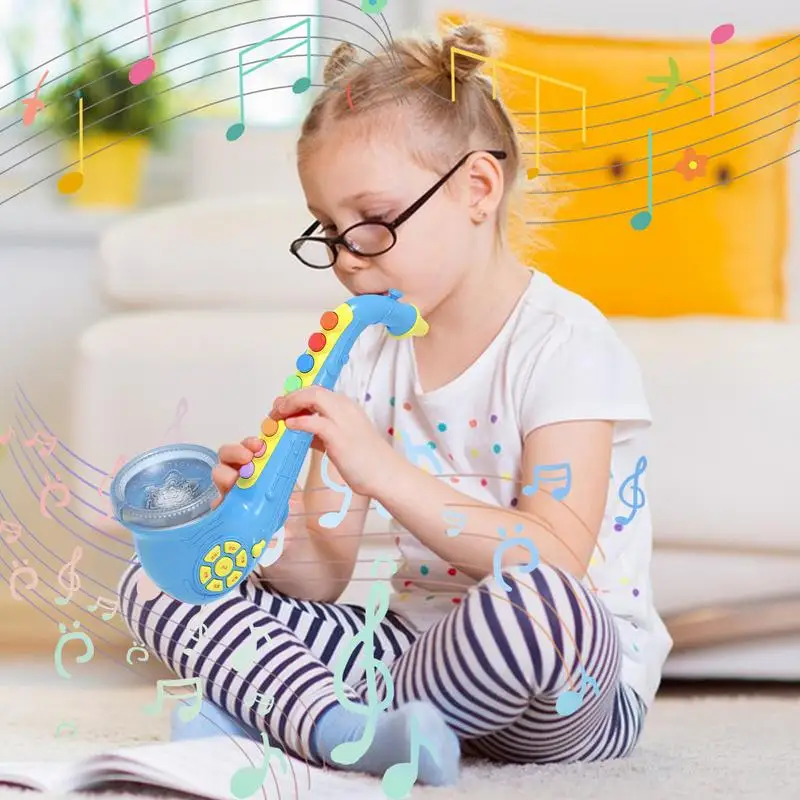 Brinquedo de trompete brinquedo de música interativa com luz e som simulado brinquedo de trompete musical portátil instrumentos musicais educativos para