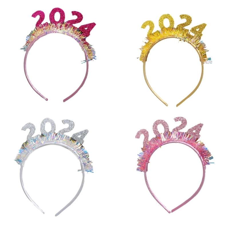 

2024 New Year Hairband Women Students Music Festivals Photography Hairband Sequins Letter Headbands for Taking Photo