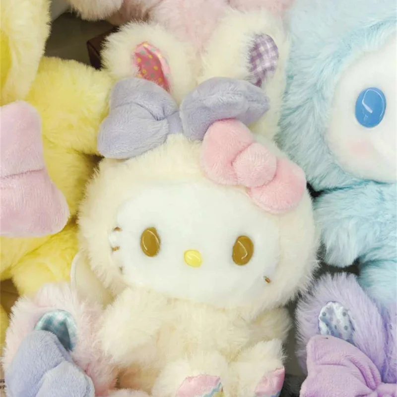 Sanrio Easter Bunny Plush Doll Pendant Hello Kitty Pinao Kuromi Cinnamoroll My Melody Cute Cartoon Soft Filled Toy Keychain Gift