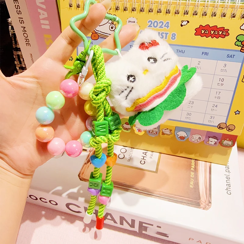 

Cartoon Hello Kitty Plush Burger French Fries Food Shaped Doll Pendant