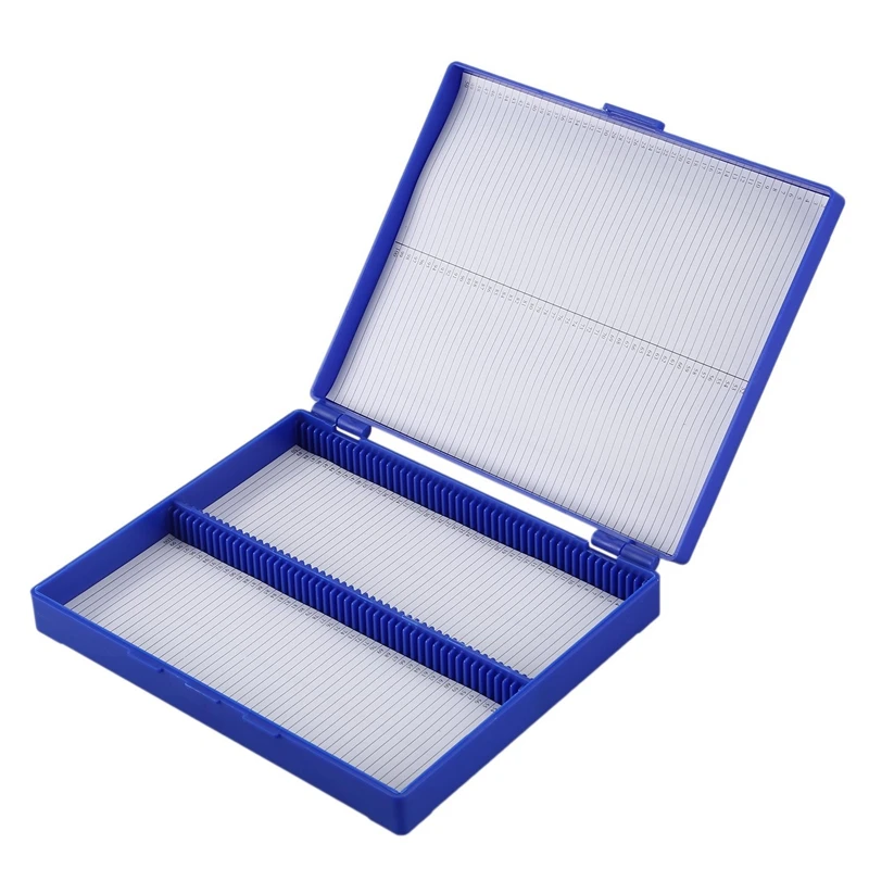 AT13 Royal Blue Plastic Rectangle Hold 300 Microslide Slide Microscope Box