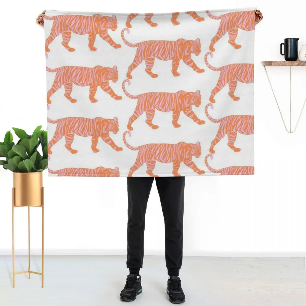 

Orange and Pink Tiger Throw Blanket Soft Warm Blanket Gift for Grandparents