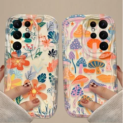 Art Colorful Mushroom Flower Case For Samsung Galaxy S24 Ultra S23 S22 Plus S21 S20 FE A25 A55 A35 A15 A16 A05 A05S A06 Covers