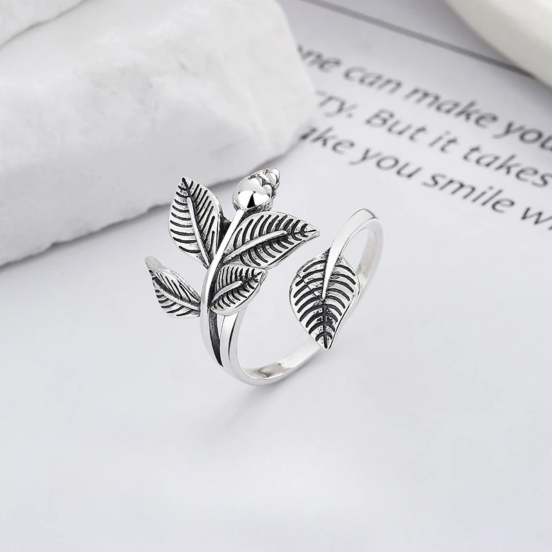 

Thai Silver Leaf Ring S925 Sterling Silver Wide Leaf Accessory